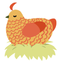 A honey and vermilion chicken with a lace pattern
