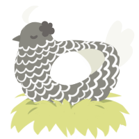 A ash and white chicken with a lace pattern