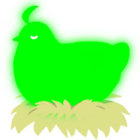 chia, a viridian chicken with a head pattern