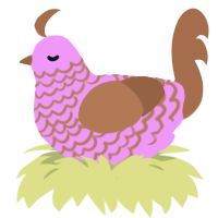 A lavender and brown chicken with a lace pattern