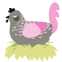 A ash and pink chicken with a half-lace pattern
