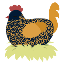 A tumblr and orange chicken with a double-lace pattern