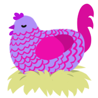 A lilac and fuchsia chicken with a lace pattern