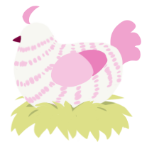 (unnamed), a white and pink chicken with a bar pattern