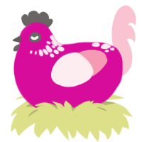 (unnamed), a fuchsia and rose chicken with a neck-speckle pattern