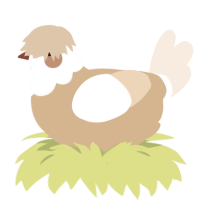 A beige and cream chicken with a head pattern