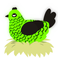 Radium, a grass and sable chicken with a lace pattern