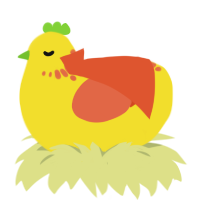 A yellow and vermilion chicken with a neck-speckle pattern