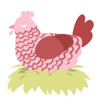 Rosana, a rose and red chicken with a lace pattern
