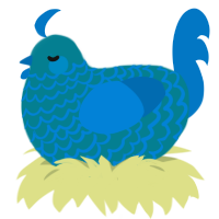 Waves, a sea and sapphire chicken with a lace pattern