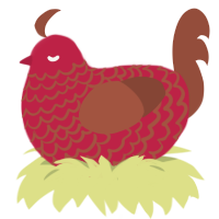 Chocolate Raspberry, a crimson and russet chicken with a lace pattern