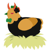 Katsuki Bakugou, a black and orange chicken with a head pattern