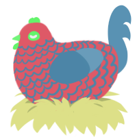 Oscar, a turquoise and brown chicken with a lace pattern
