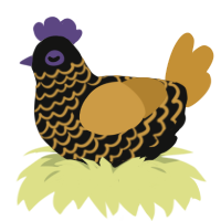 A black and gold chicken with a lace pattern