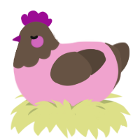 (unnamed), a pink and bark chicken with a head pattern
