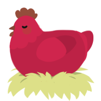 Laser Beam, a crimson chicken with a head pattern