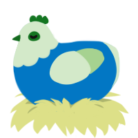 A sapphire and gluppy chicken with a head pattern
