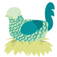 A gluppy and teal chicken with a lace pattern