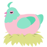 A rose and mint chicken with a head pattern