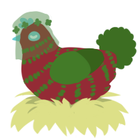 G TBN, a crimson and leaf chicken with a bar pattern
