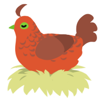 Potiron sur la Vigne, a vermilion and russet chicken with a half-lace pattern