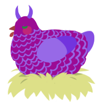 A plum and blurple chicken with a lace pattern
