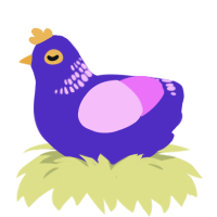 Art Student, a indigo and lavender chicken with a neck-band pattern