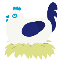 A white and navy chicken