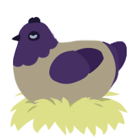 Guilty, a beige and indigo chicken with a head pattern