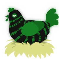 Electrocute, a black and leaf chicken with a bar pattern