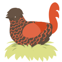 (unnamed), a bark and vermilion chicken with a lace pattern