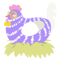 A lilac and white chicken with a bar pattern