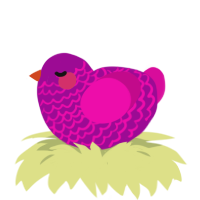 A plum and fuchsia chicken with a lace pattern