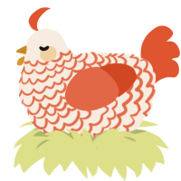 bbq chicken, a cream and vermilion chicken with a lace pattern