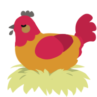 A orange and crimson chicken with a head pattern