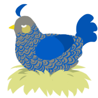 birthdayest, a ash and ultramarine chicken with a double-lace pattern