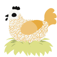 A white and honey chicken with a double-lace pattern