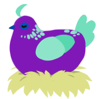 Poison, a violet and mint chicken with a neck-speckle pattern