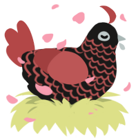 A sable and red chicken with a lace pattern