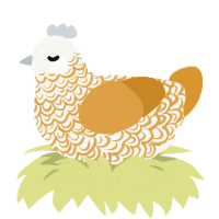 A white and orange chicken with a double-lace pattern