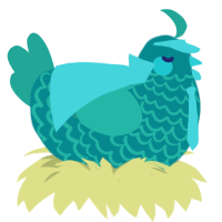 sea breeze, a teal and turquoise chicken with a lace pattern
