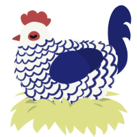 (unnamed), a white and navy chicken with a lace pattern