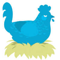 A cerulean chicken with a half-lace pattern