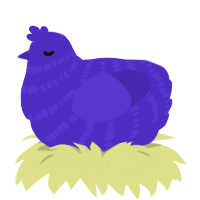 Indie, a indigo chicken with a bar pattern