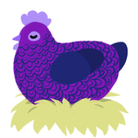 A violet and navy chicken with a double-lace pattern