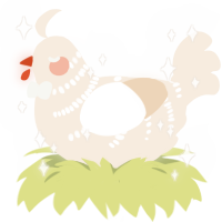Jophiel, a cream chicken with a half-bar pattern