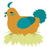 Dave n Buster, a orange and teal chicken
