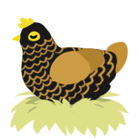 A sable and gold chicken with a lace pattern