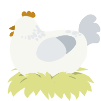 Jin, a white and mist chicken with a neck-speckle pattern