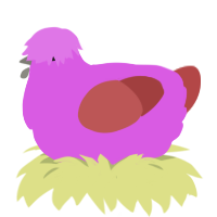 A orchid and red chicken